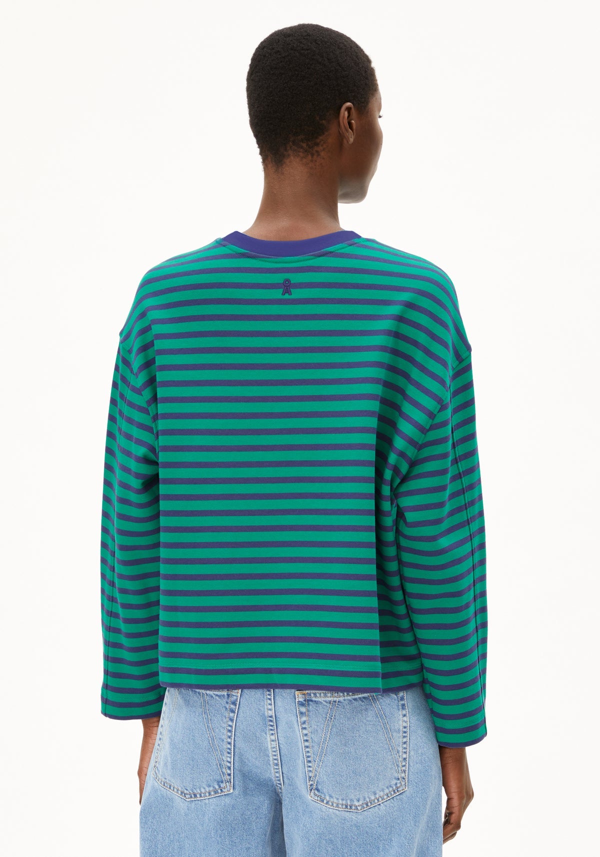 Bluză FRANKAA MAARLEN STRIPE Emerald Green-Blue Noon
