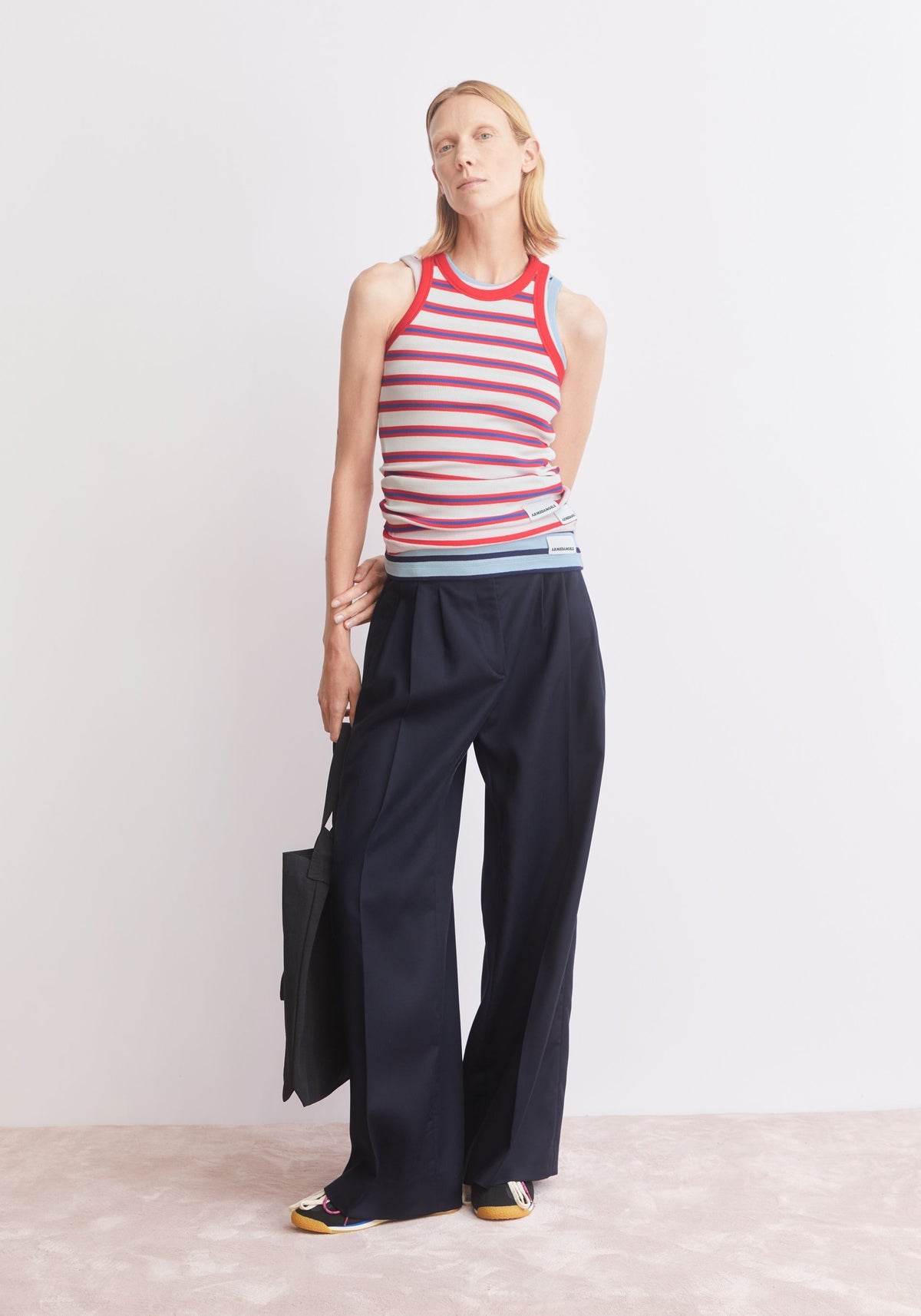 Top KANITAA STRIPES Oatmilk - Mars Red