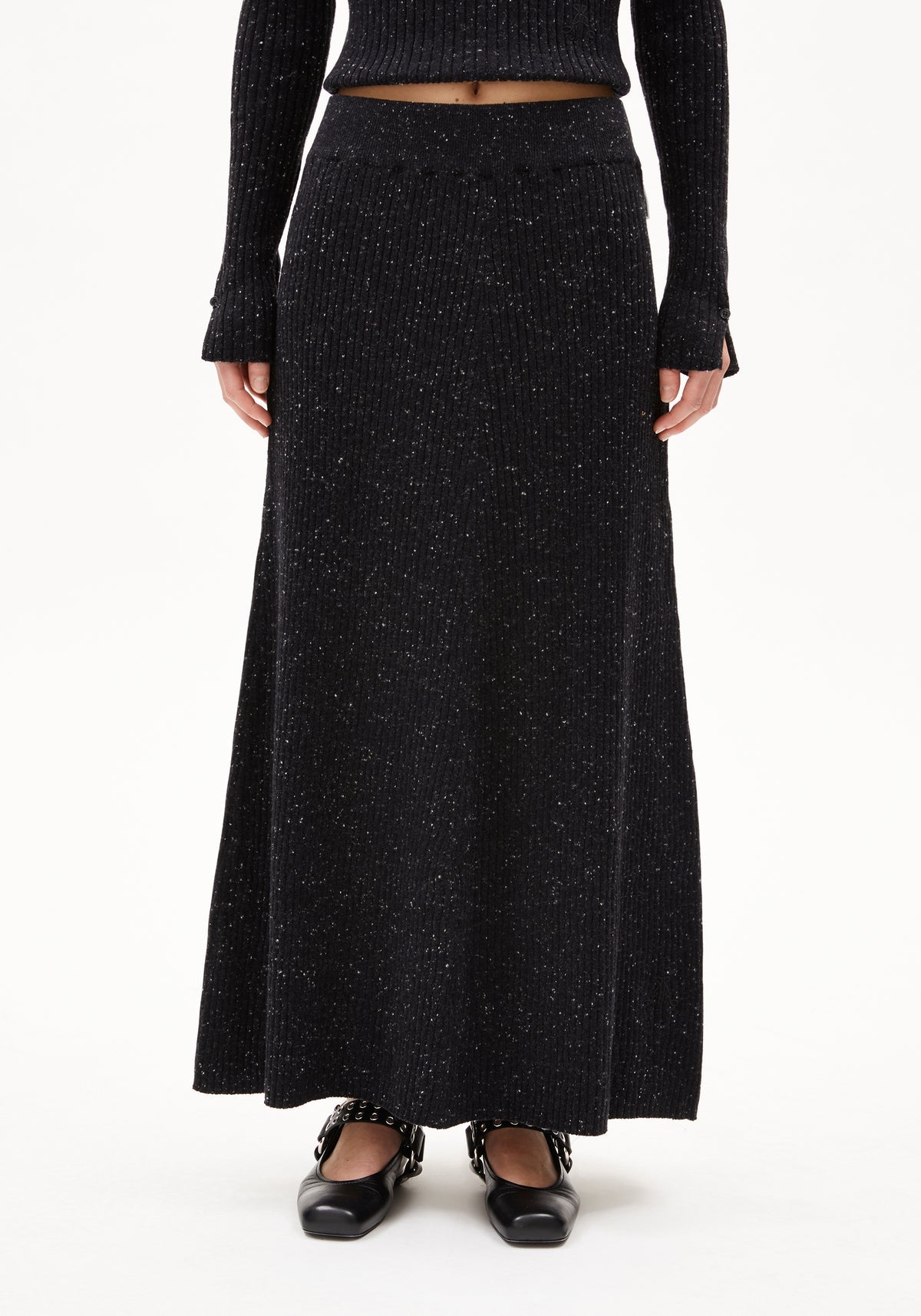 Fustă HANAA TWEED Black Oatmilk