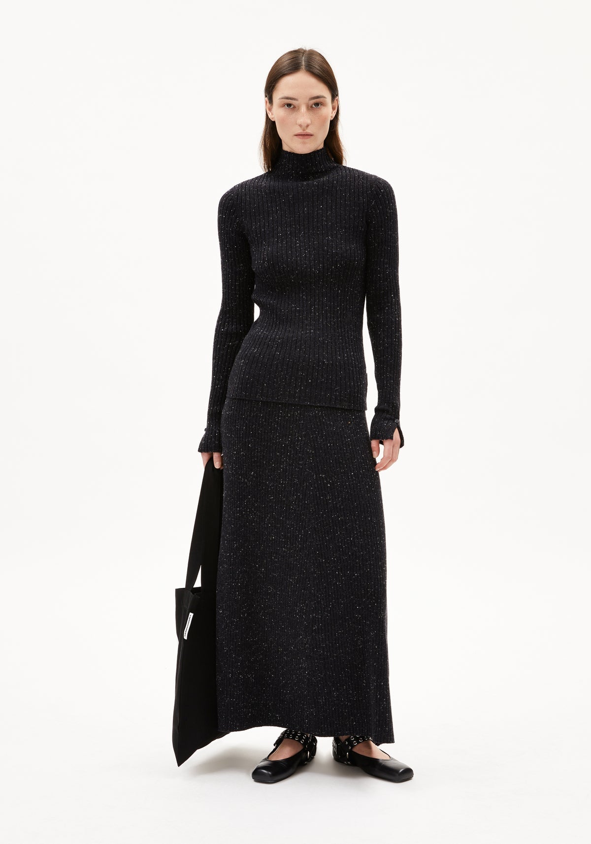 Fustă HANAA TWEED Black Oatmilk