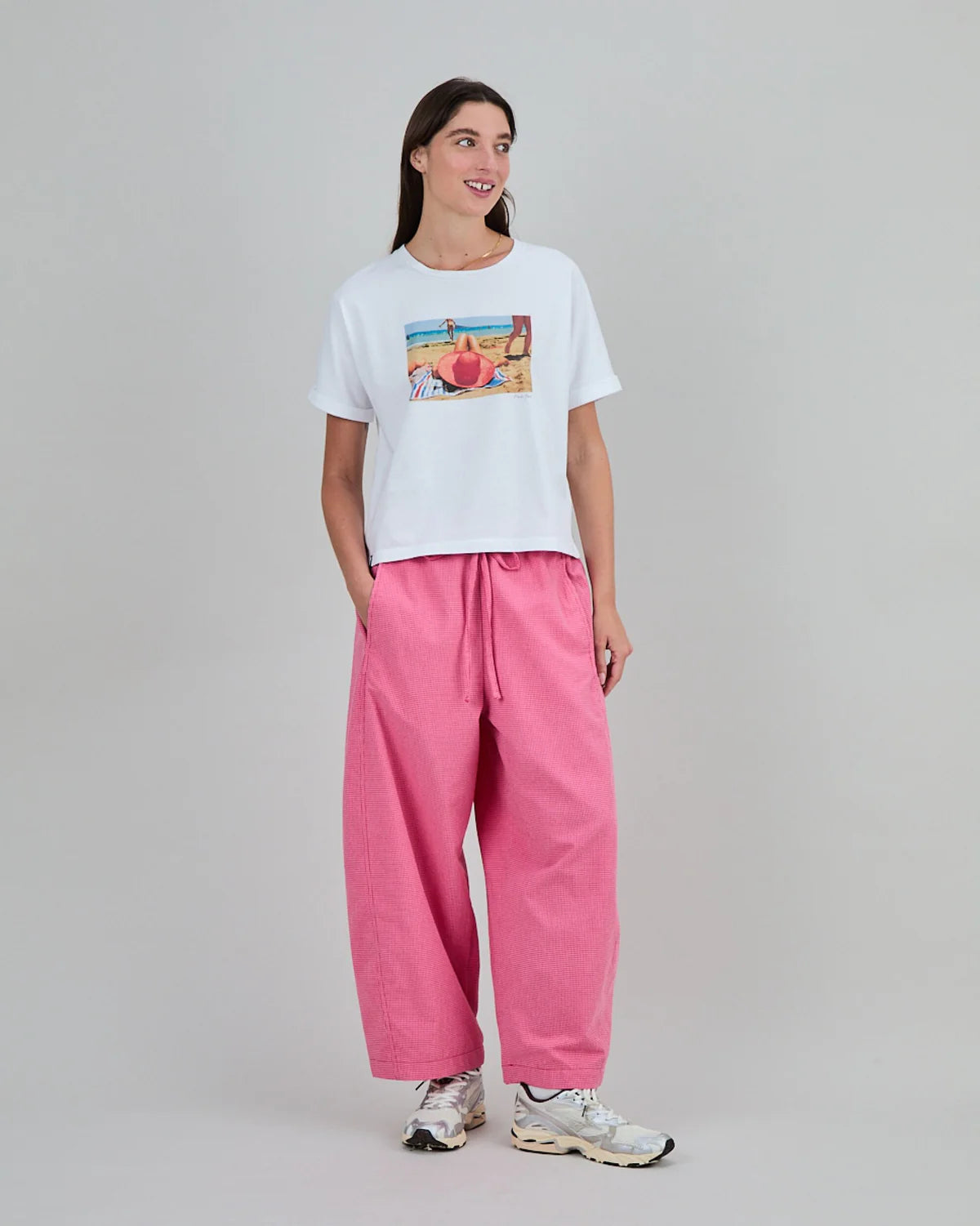 Pantaloni CHECKS Balloon Pink