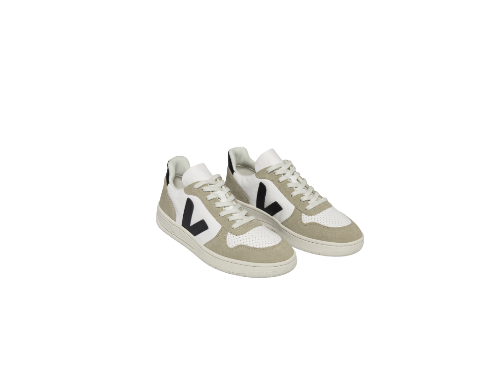 V-10 Leather White Black Sahara