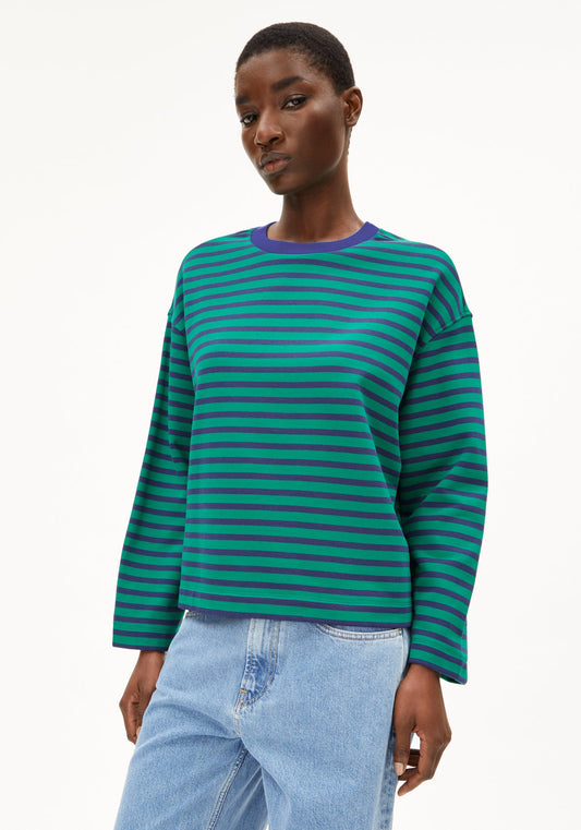 Bluză FRANKAA MAARLEN STRIPE Emerald Green-Blue Noon