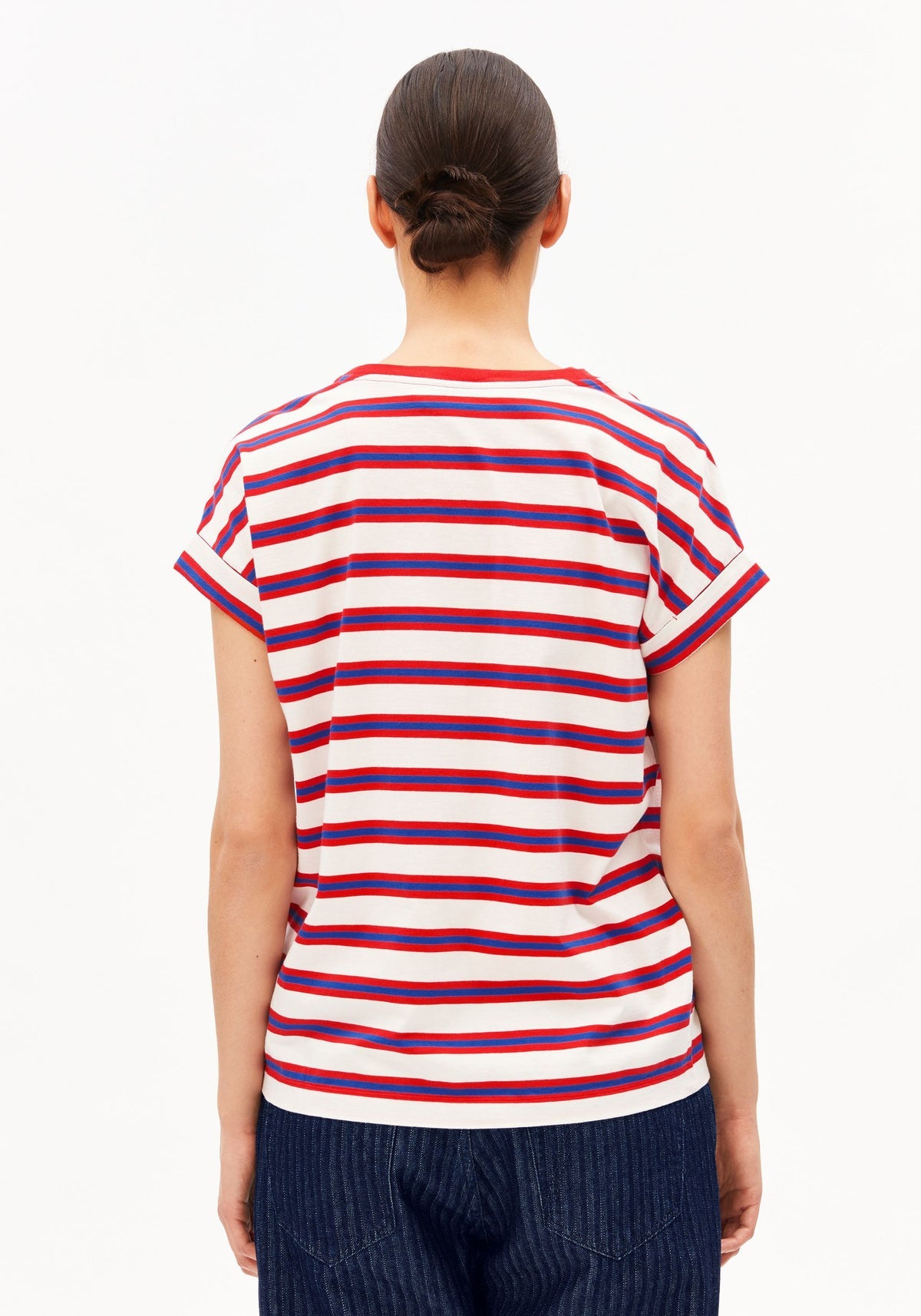 Tricou IDAARA STRIPE Oatmilk Red