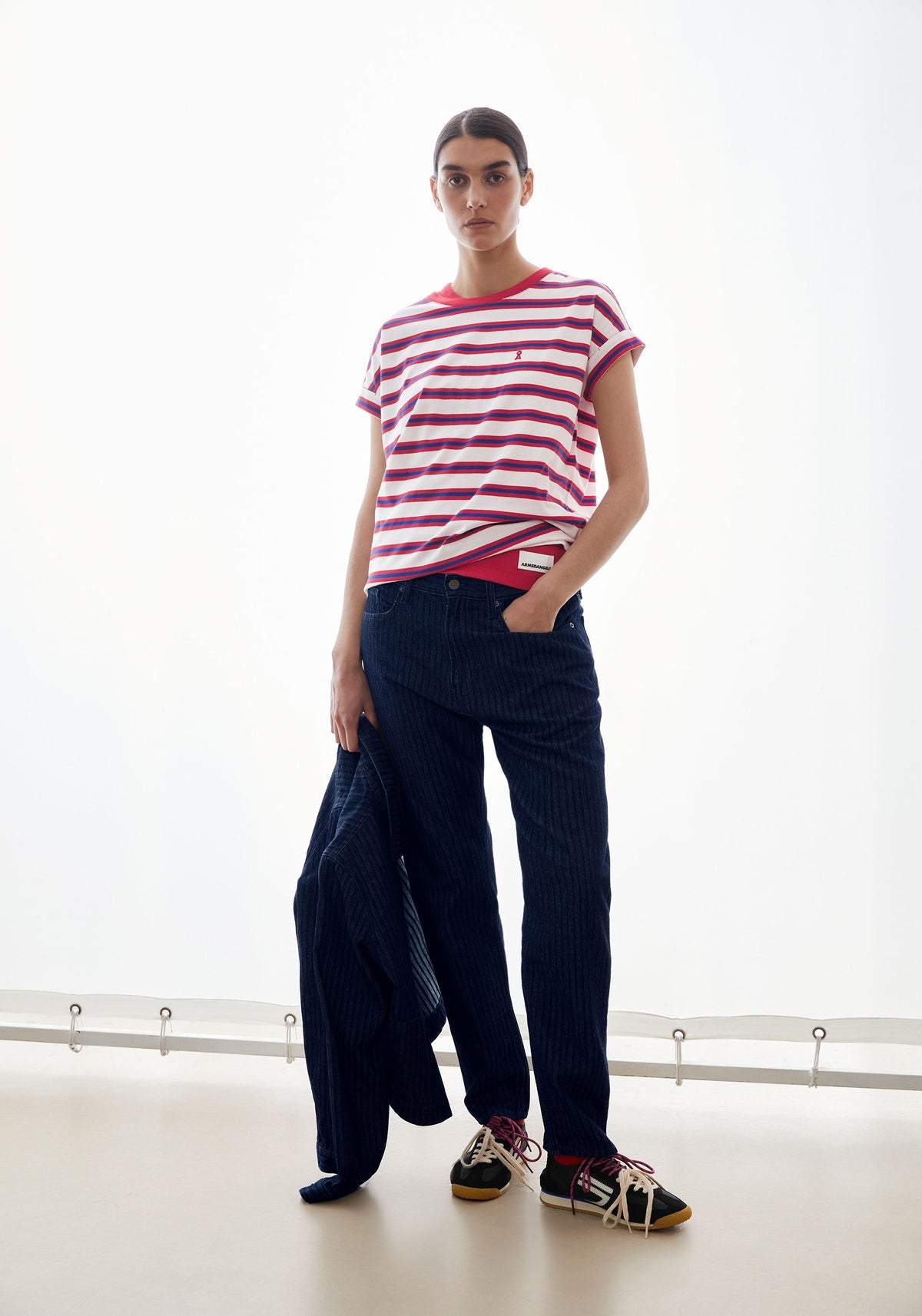 Tricou IDAARA STRIPE Oatmilk Red