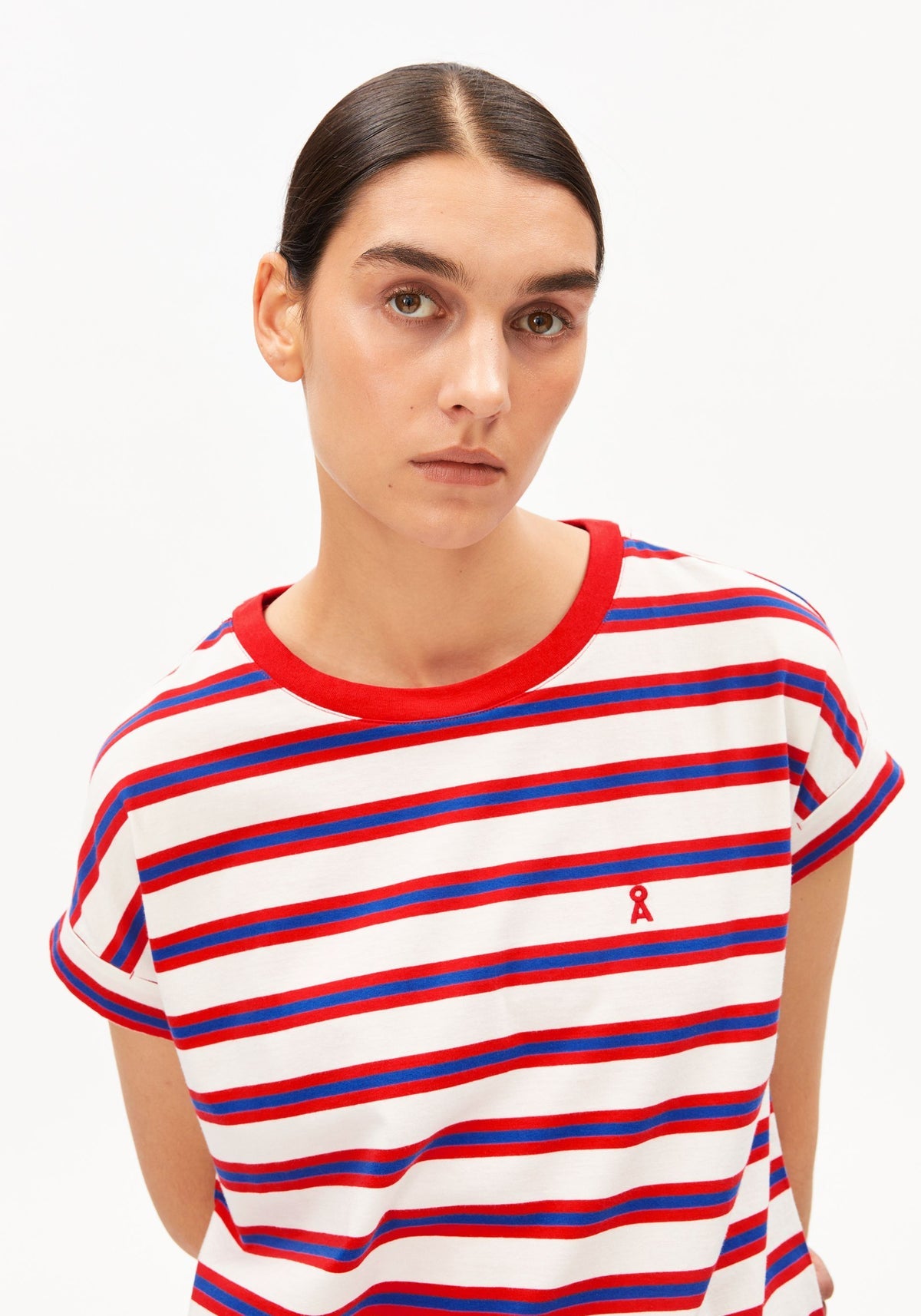 Tricou IDAARA STRIPE Oatmilk Red