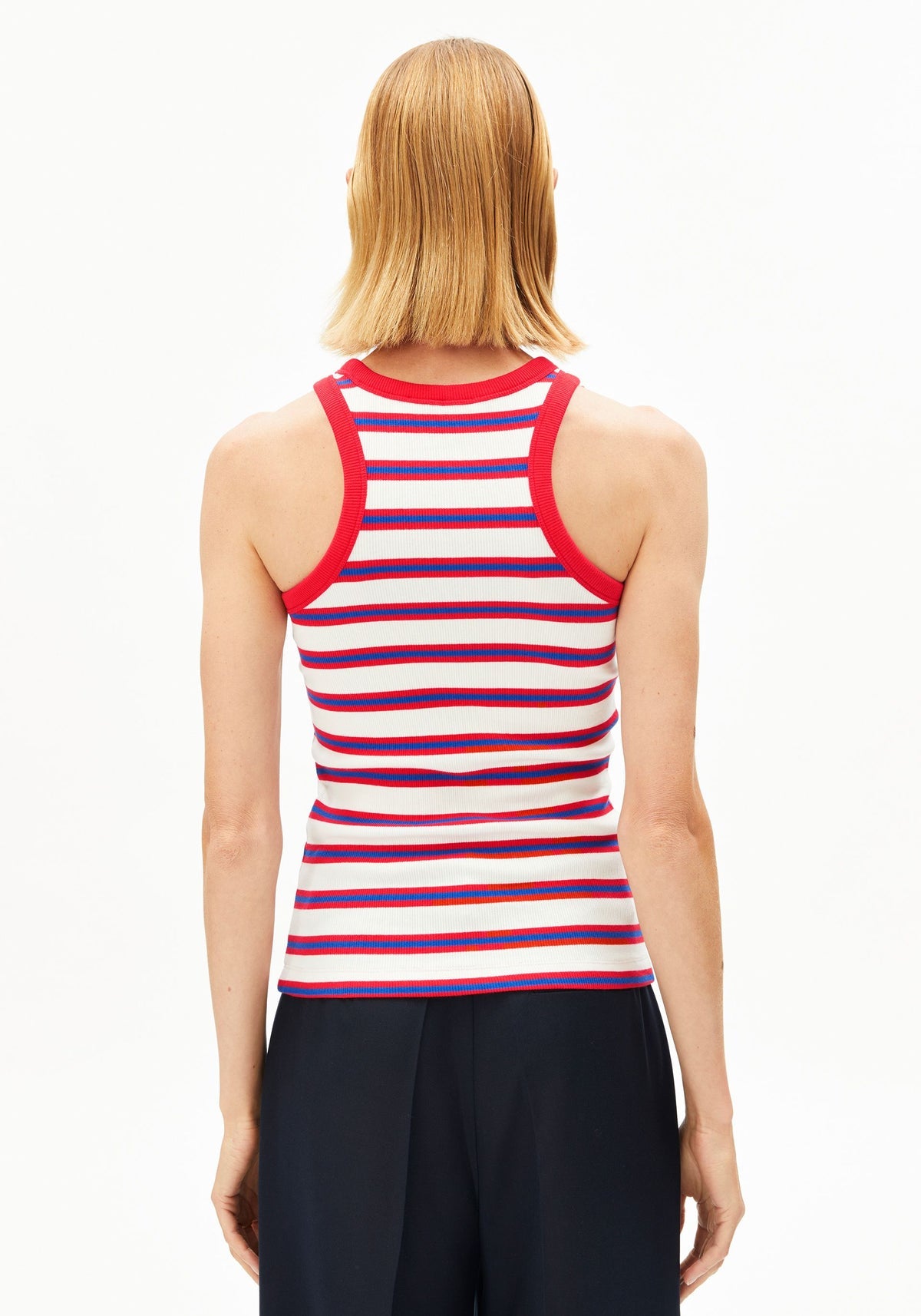 Top KANITAA STRIPES Oatmilk - Mars Red