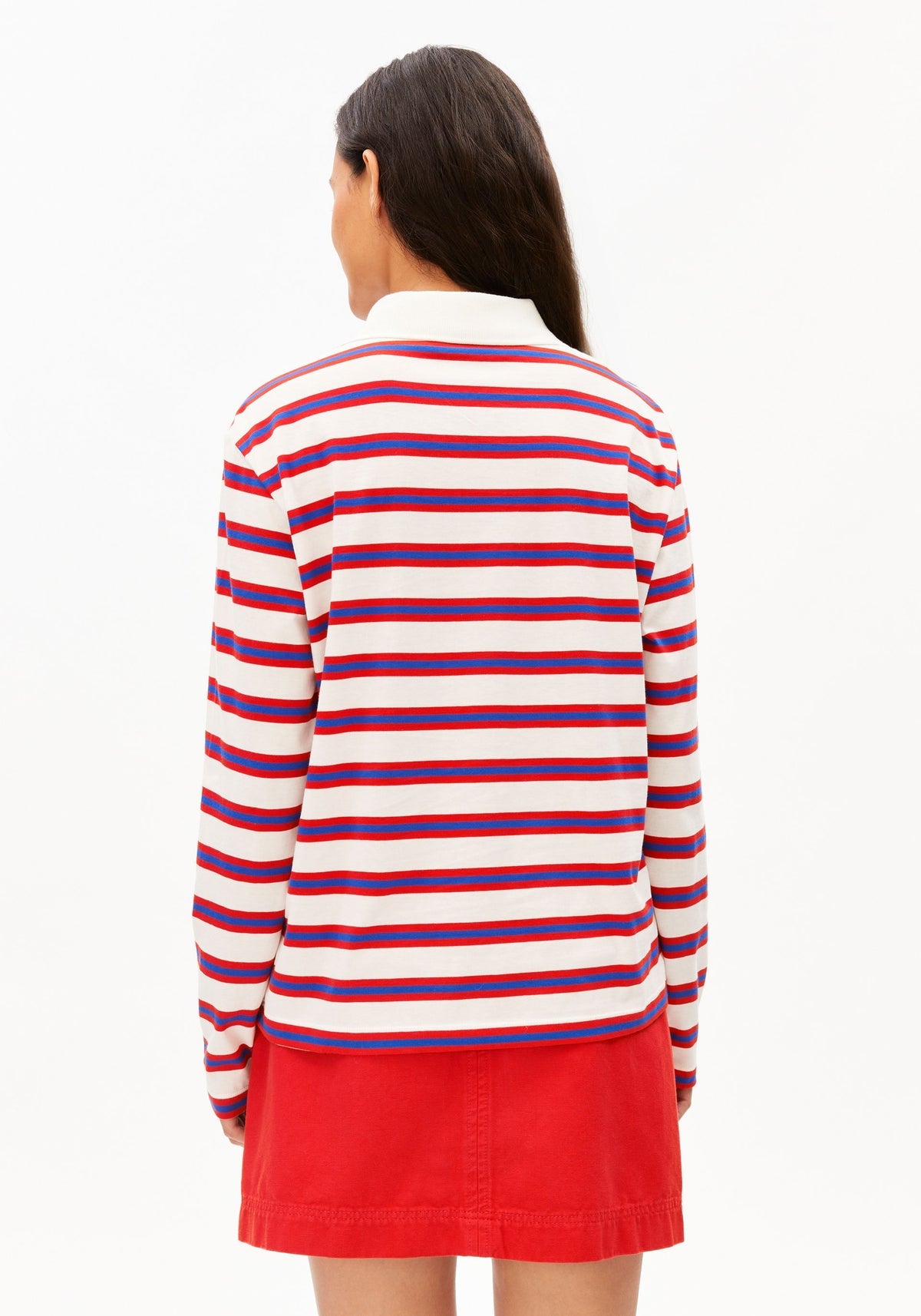 Bluză STRIPED POLO Oatmilk Mars Red