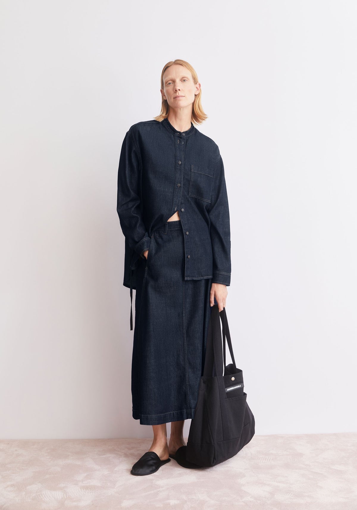 Fustǎ Midi PANELLED DENIM