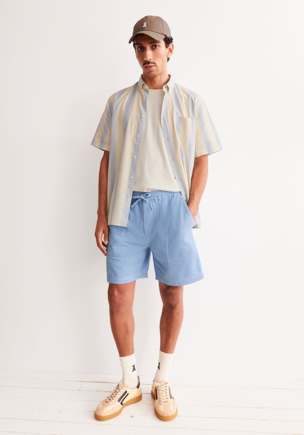 Cotton Linen Shorts Wedgewood