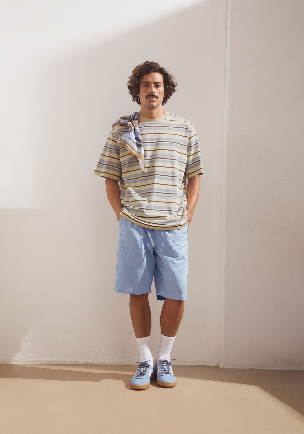 Tricou MAARKOS STRIPES Wedgwood Granite