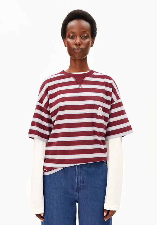 Tricou ICONIC STRIPED Velvet Red Soft Blue