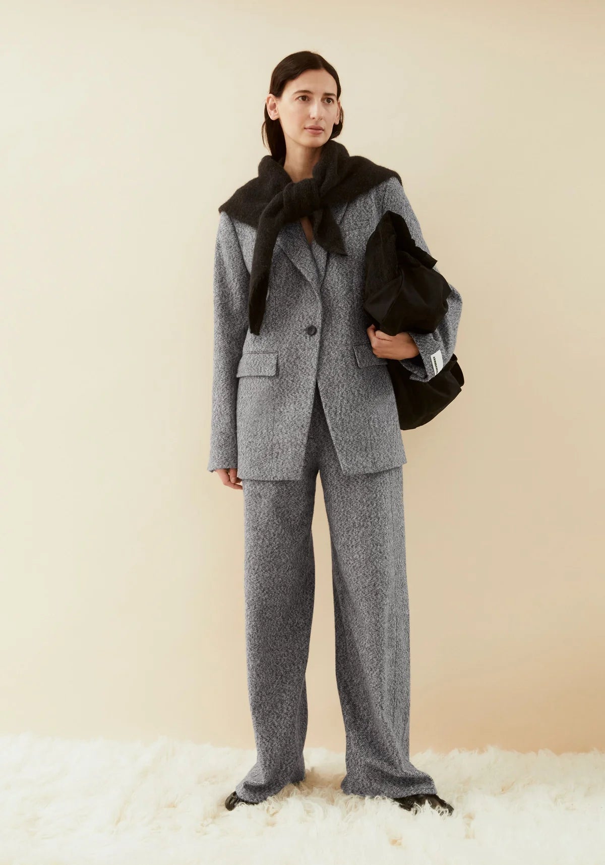 Pantaloni TWEED BARREL Mid Grey