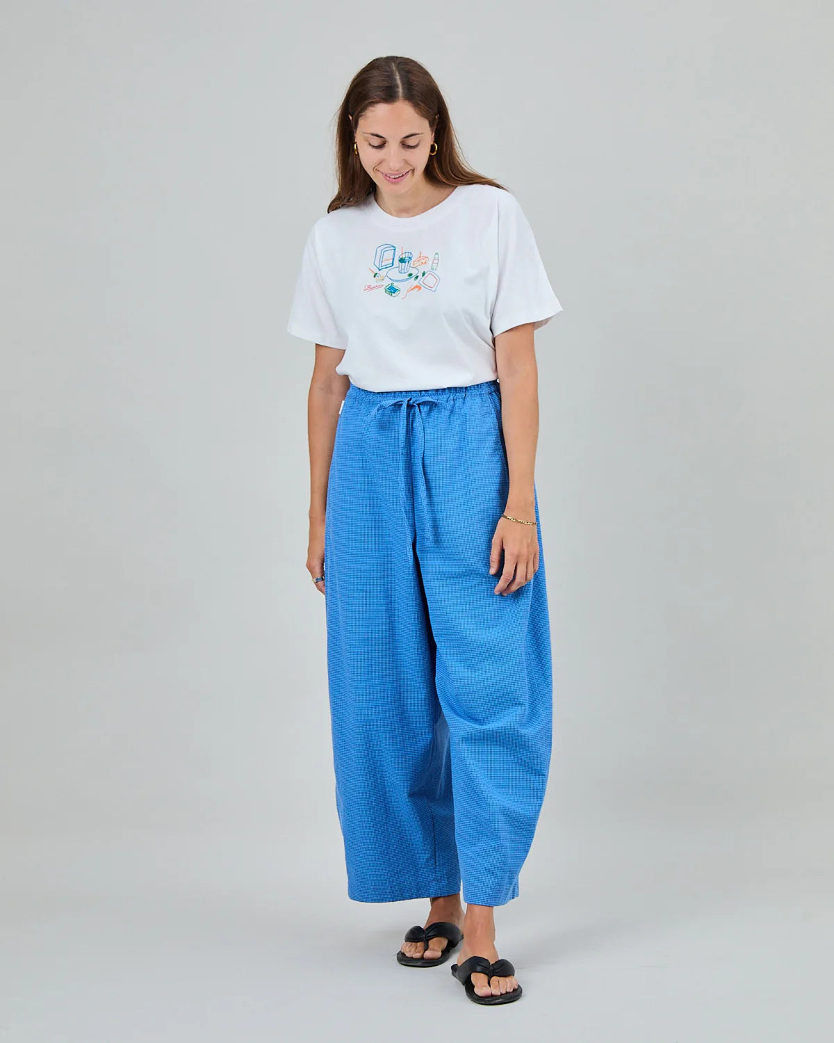 Pantaloni CHECKS Balloon Blue