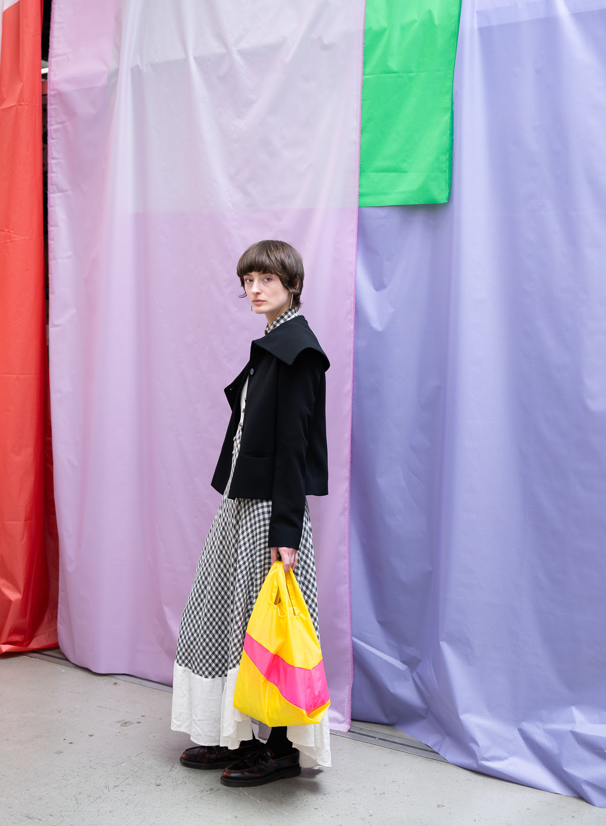Shopping Bag TV Yellow & Fluo Pink MEDIUM