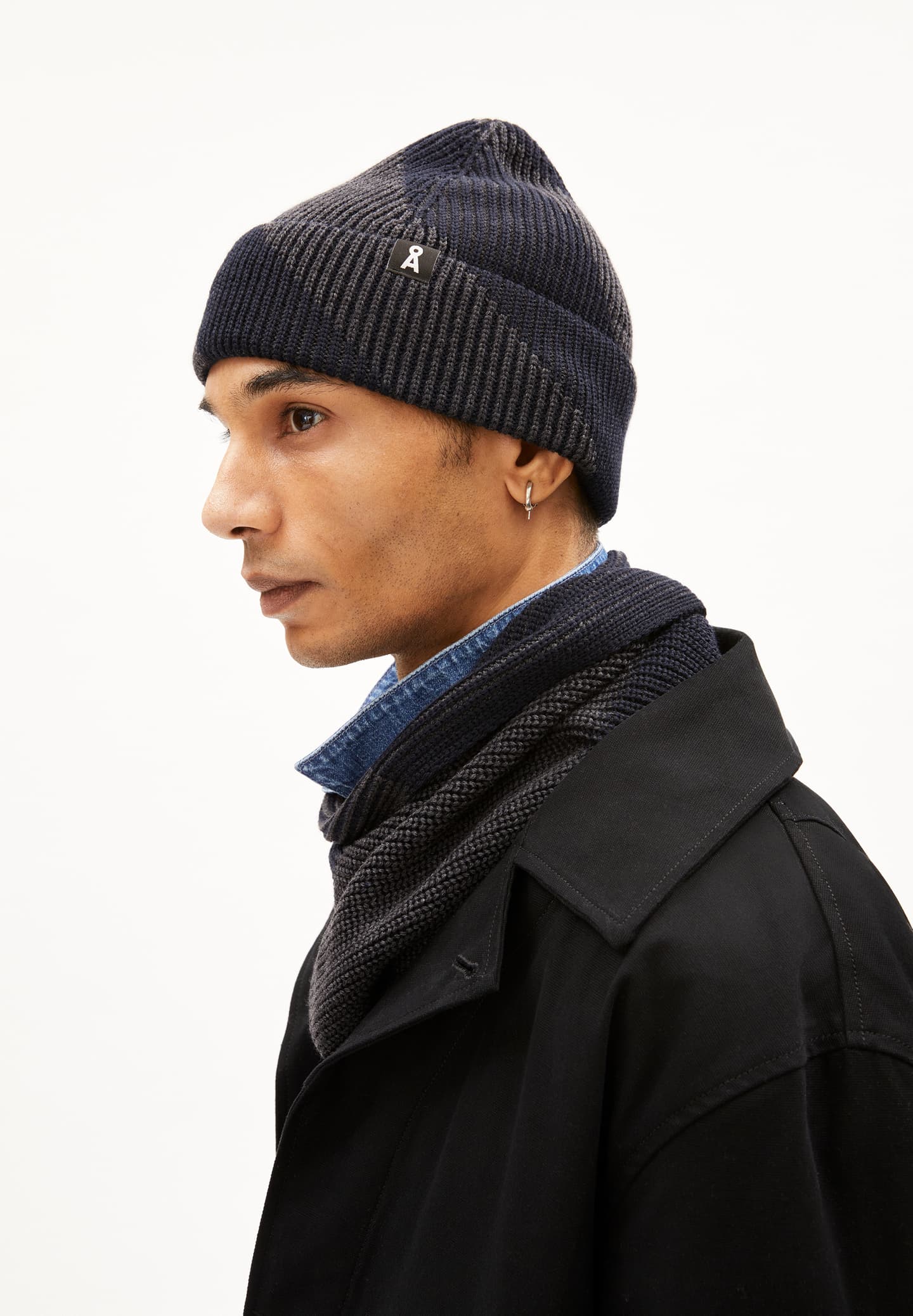 Beanie NILDAAO WOOL STRIPES Night Steel Melange