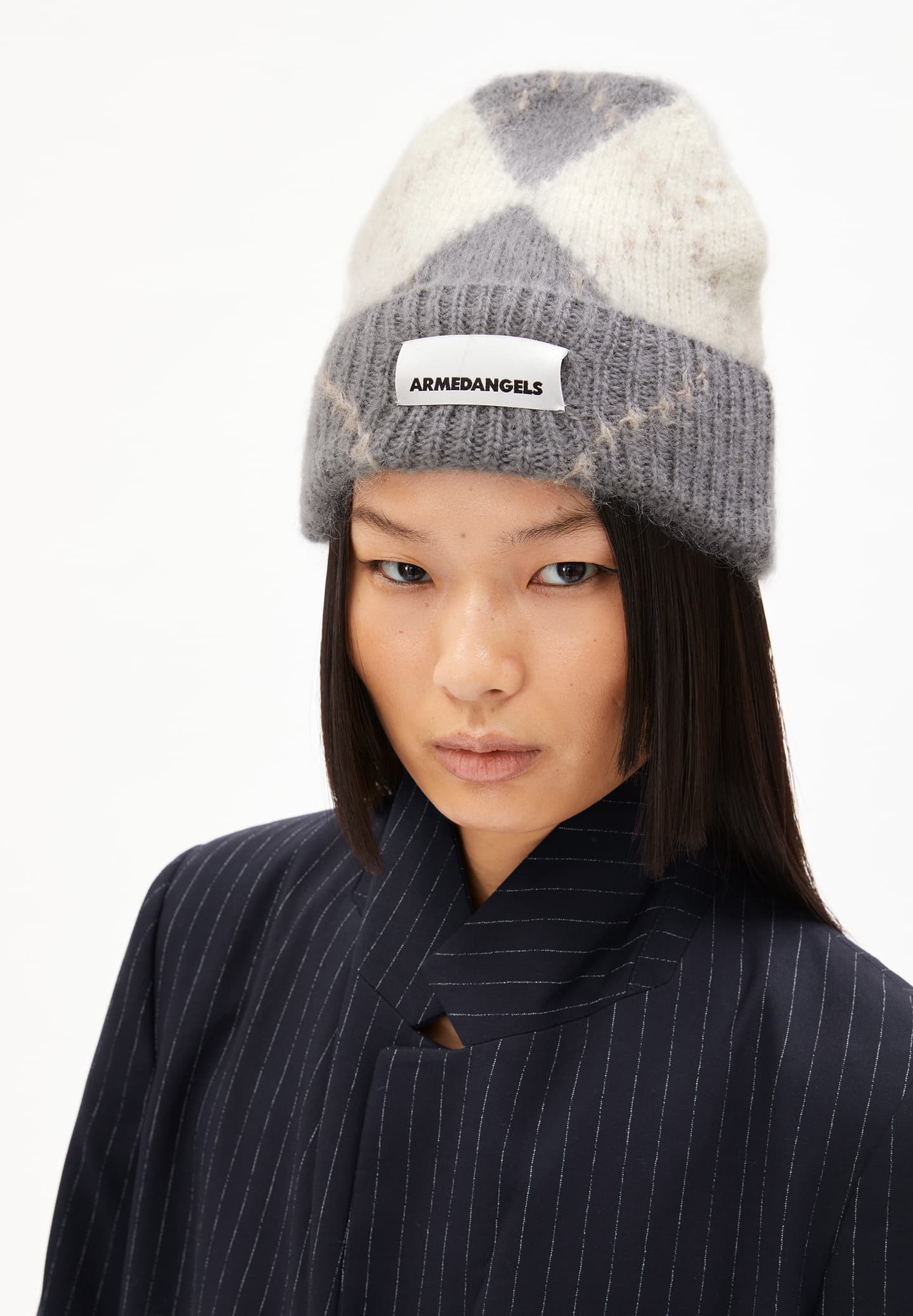 Beanie SNOWAA ARGYLE Iron-Oatmilk